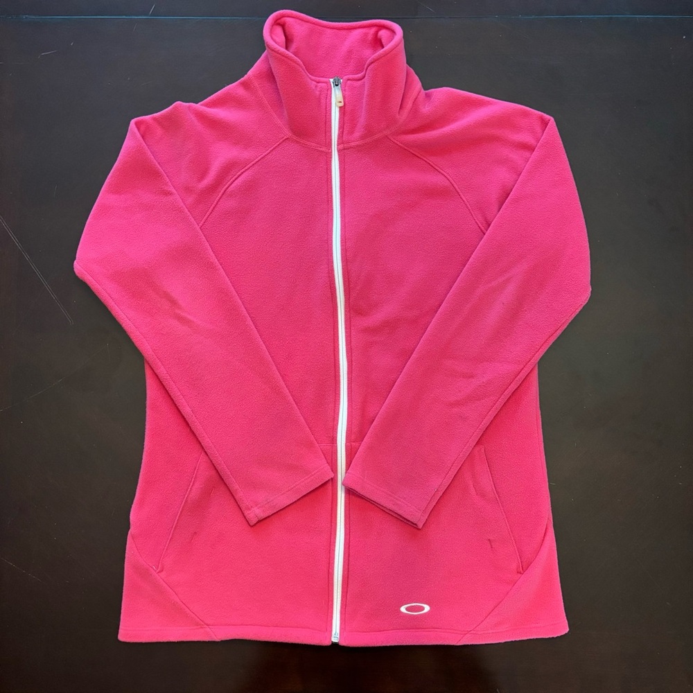 Oakley Pink Women’s Fleece Y2K embroidered full zip Size XL
